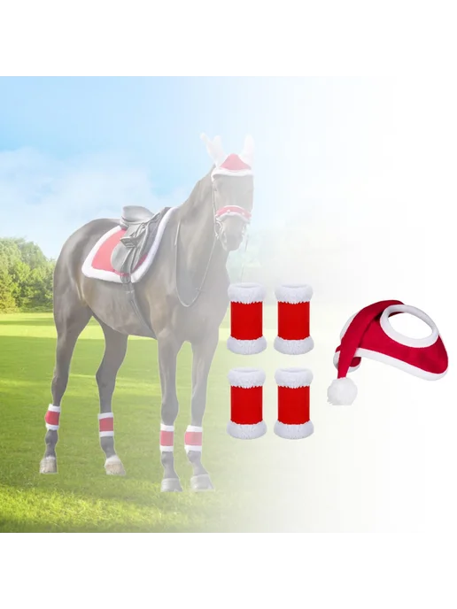 Horse Santa Hat Headwear Velvet Leg Guard for Cosplay Parade, вариант