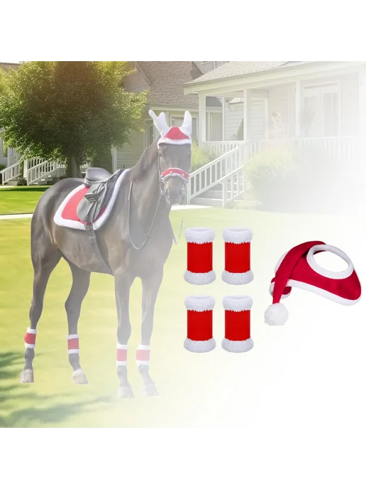 Horse Santa Hat Headwear Velvet Leg Guard for Cosplay Parade, вариант, фото 2
