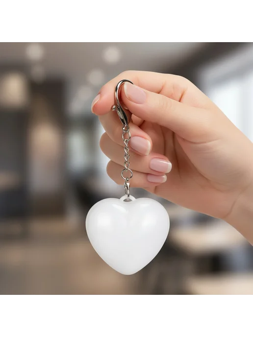 Кошелек-ночник для сумки, светильник для женщин (Heart White, белый, фото 3