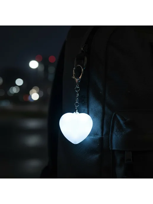 Кошелек-ночник для сумки, светильник для женщин (Heart White, белый, фото 4