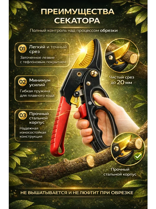 ZiZi Секатор садовый ножницы для обрезки веток кустов, вариант, фото 3