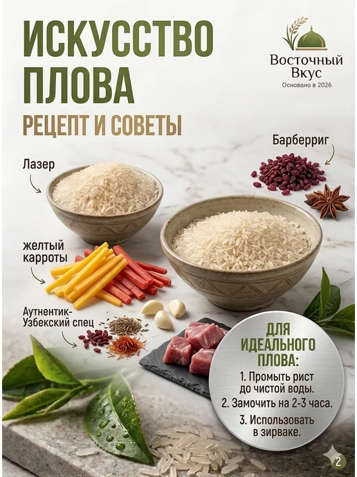 Рис Лазер "ХОРЕЗМИ" Узбекистан для плова 2 кг, 2 кг, фото 2