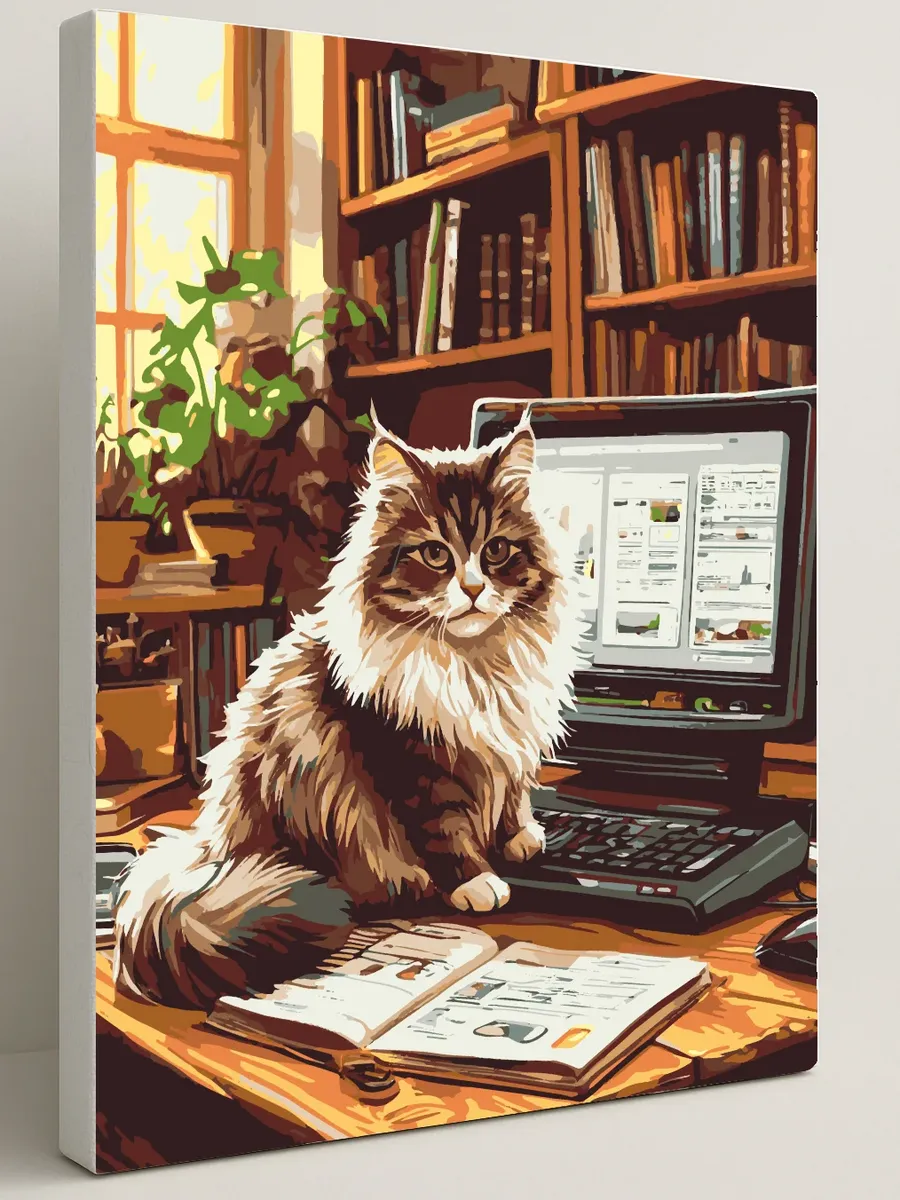 Картина по номерам - Сибирская котоматрица — 40×50 см