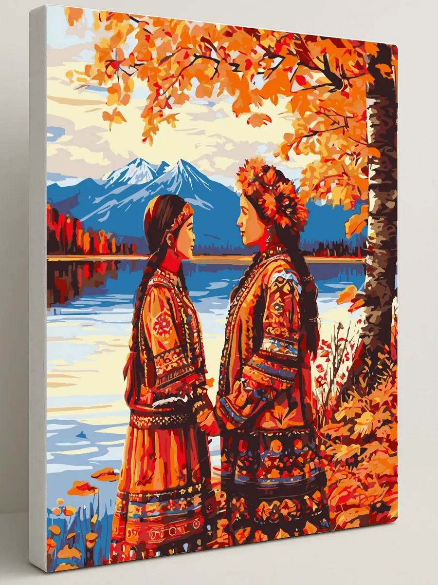 Картина по номерам - Прогулка камчатской мамы и дочери — 40×50 см