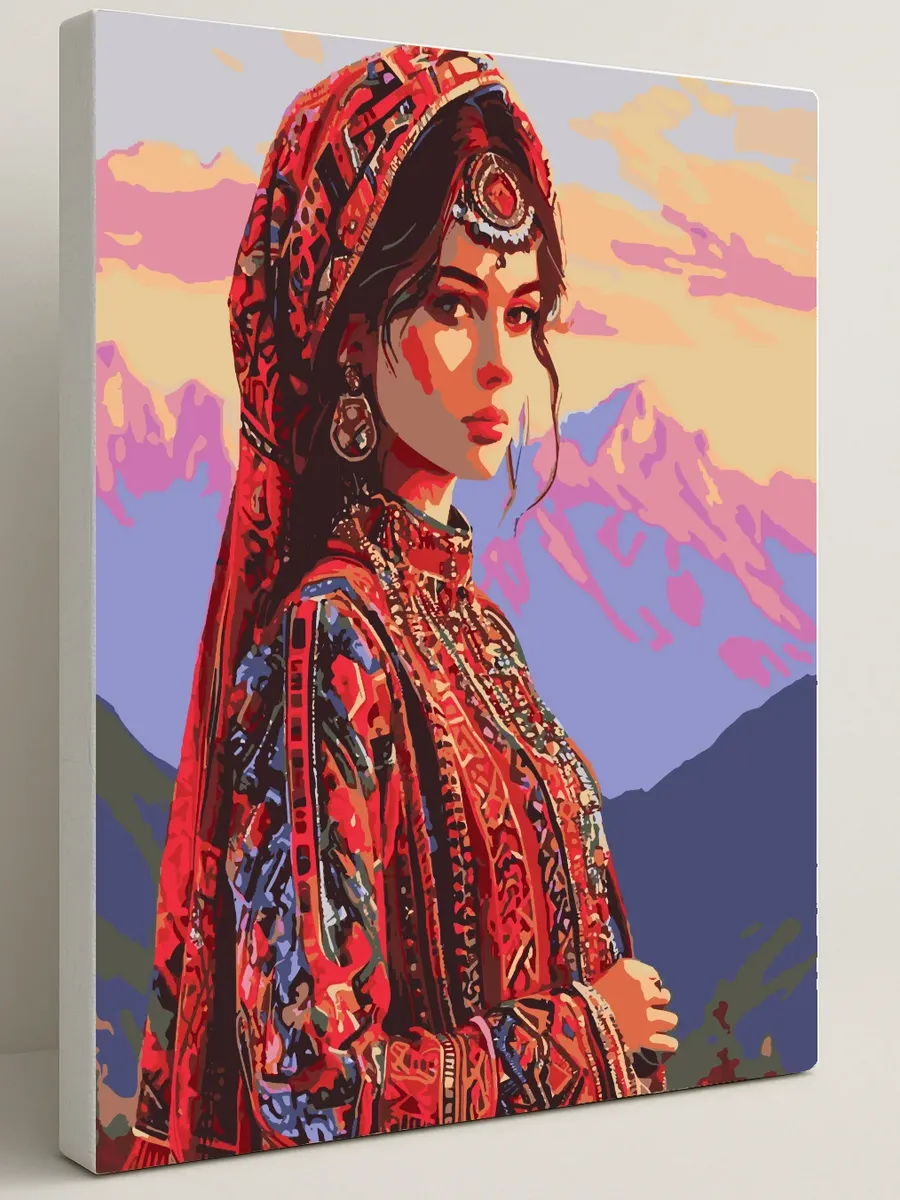 Картина по номерам - Кавказская девушка на рассвете — 40×50 см