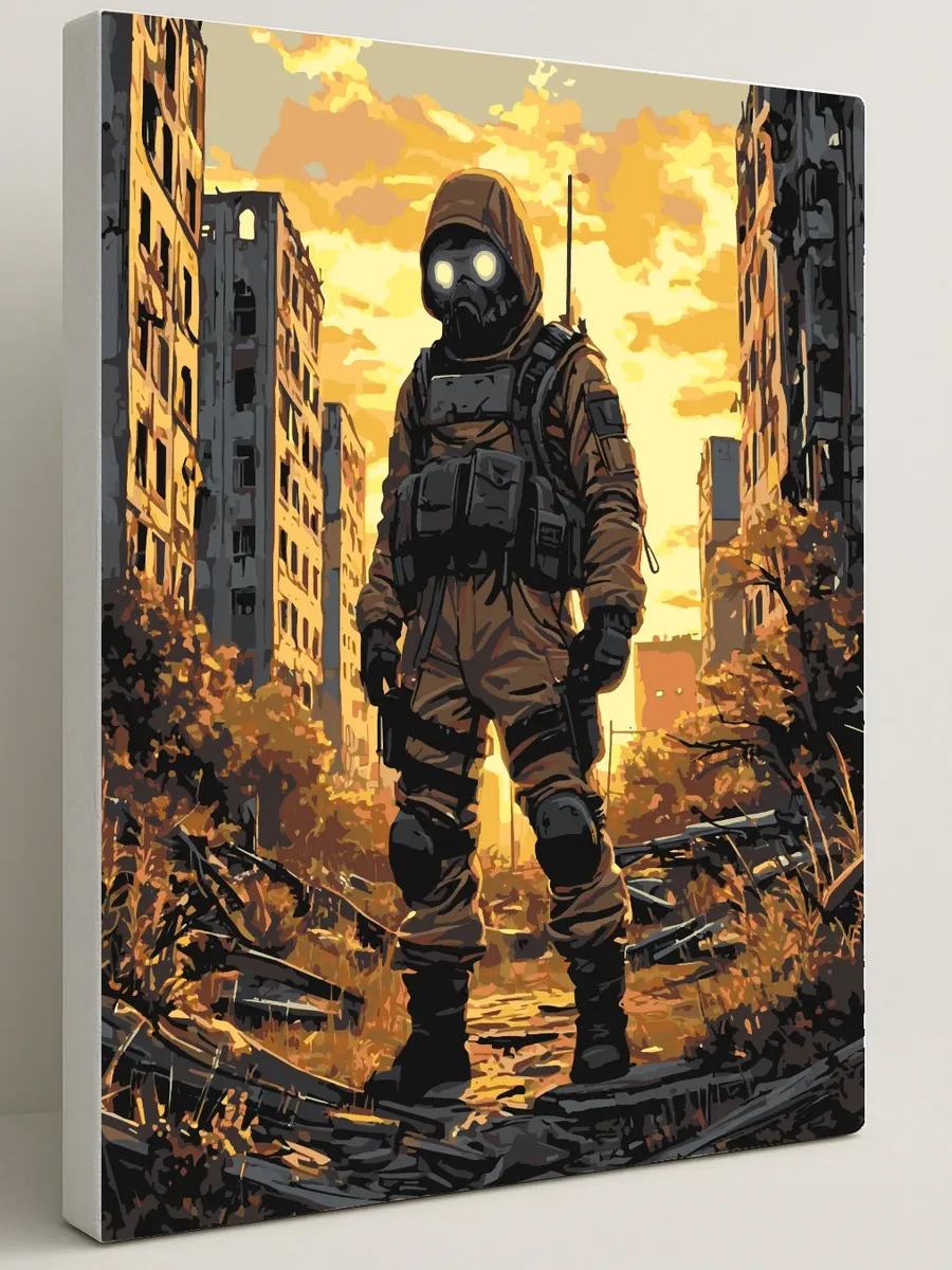 Картина по номерам - Сталкер с ПМК-3 — 40×50 см