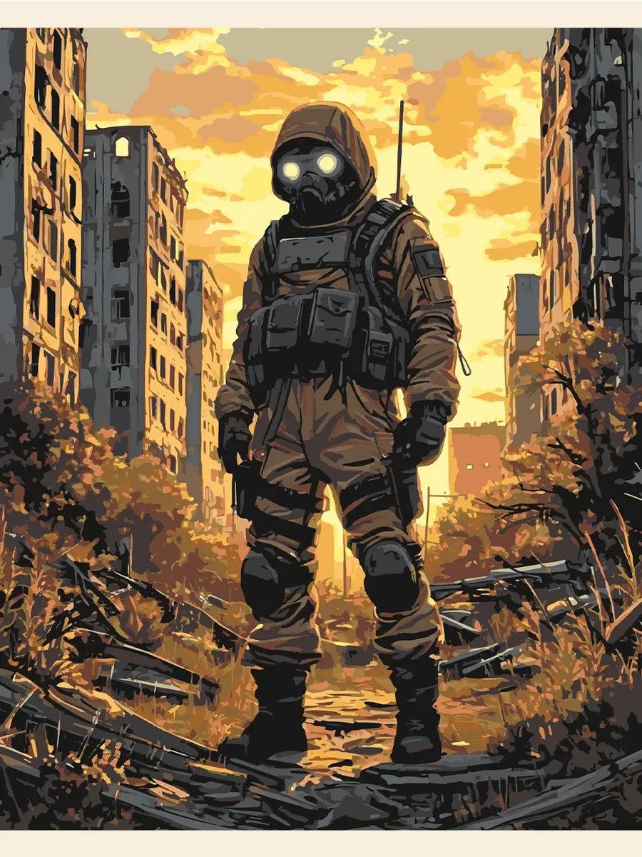 Картина по номерам - Сталкер с ПМК-3 — фотография 2
