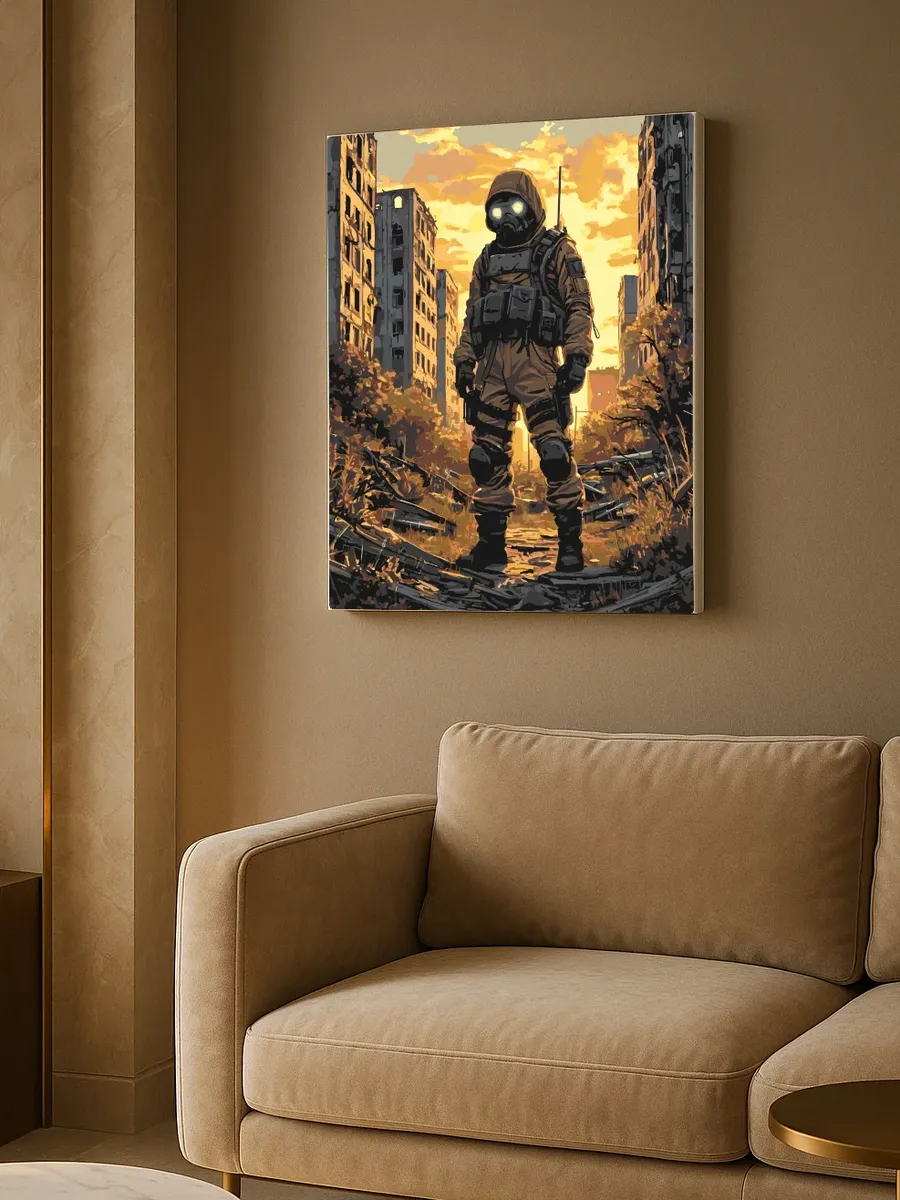 Картина по номерам - Сталкер с ПМК-3 — фотография 8