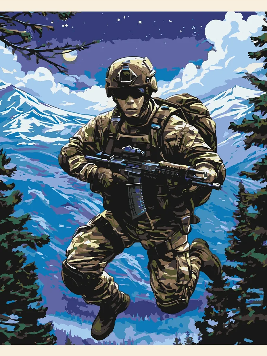 Картина по номерам - Пылкий боец спецназа