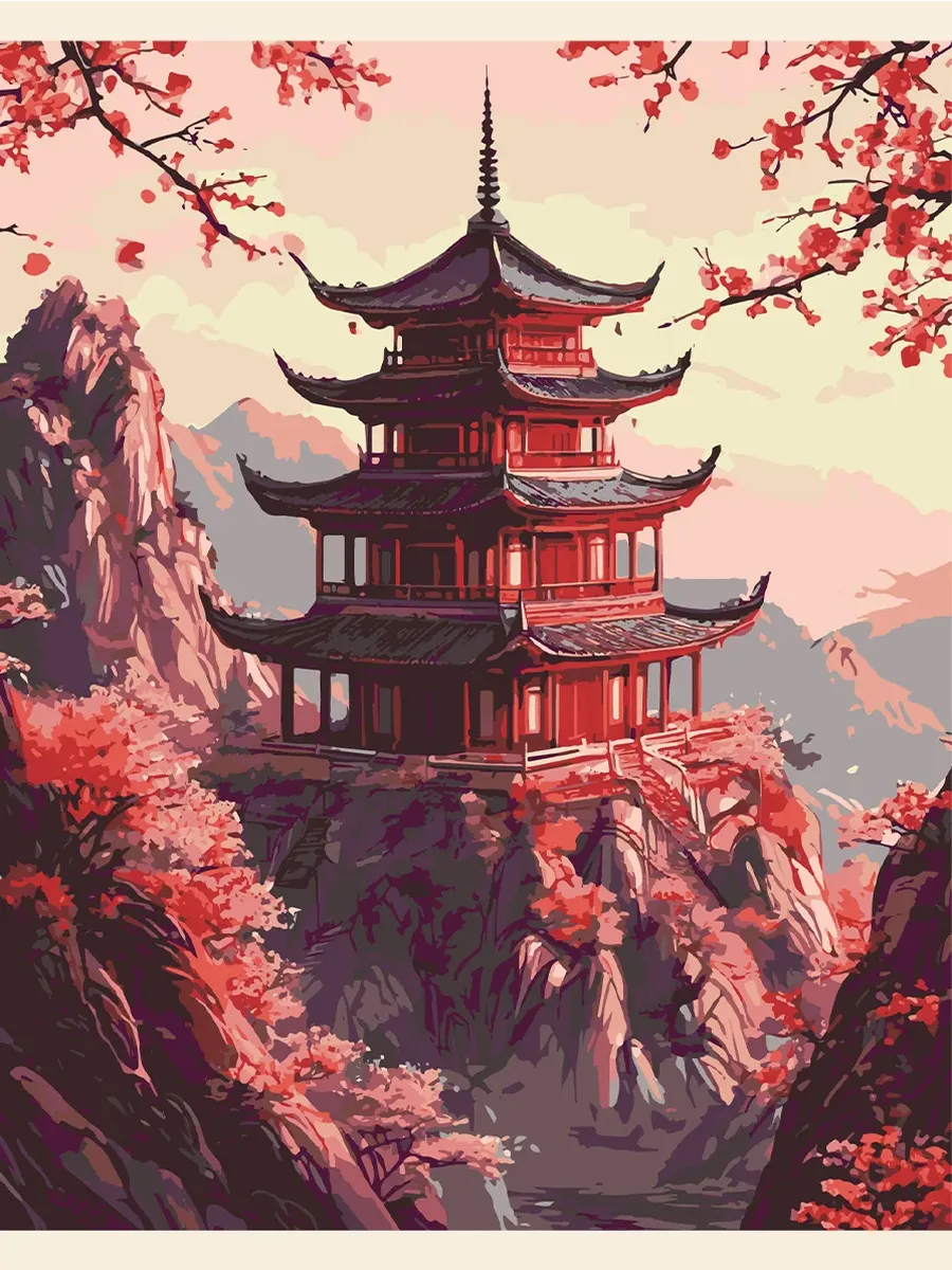 Картина по номерам - Пагода Древнего Китая — фотография 2