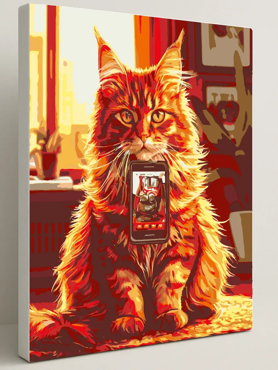 Картина по номерам - Мейн-кун и мемы — 40×50 см