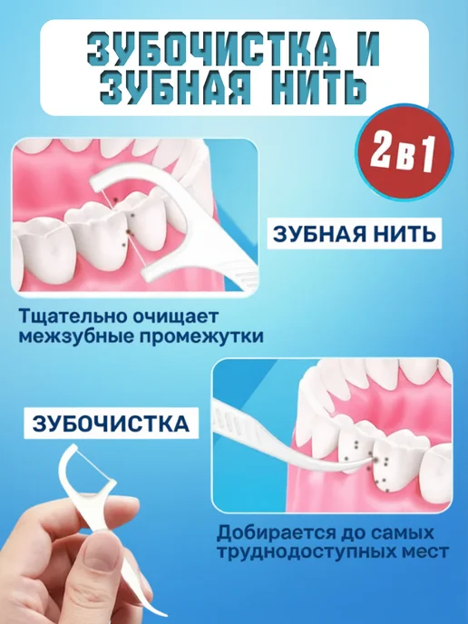 Зубочистки с зубной нить, флоссеры 100шт, 100 шт, фото 4