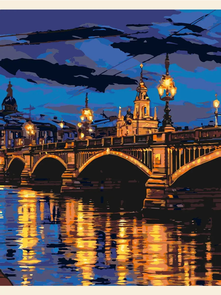 Картина по номерам - Ночной мост реформаторов — фотография 2