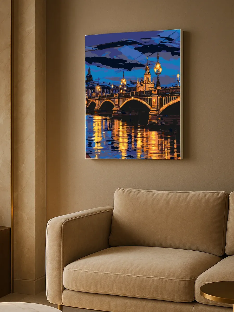 Картина по номерам - Ночной мост реформаторов — фотография 8