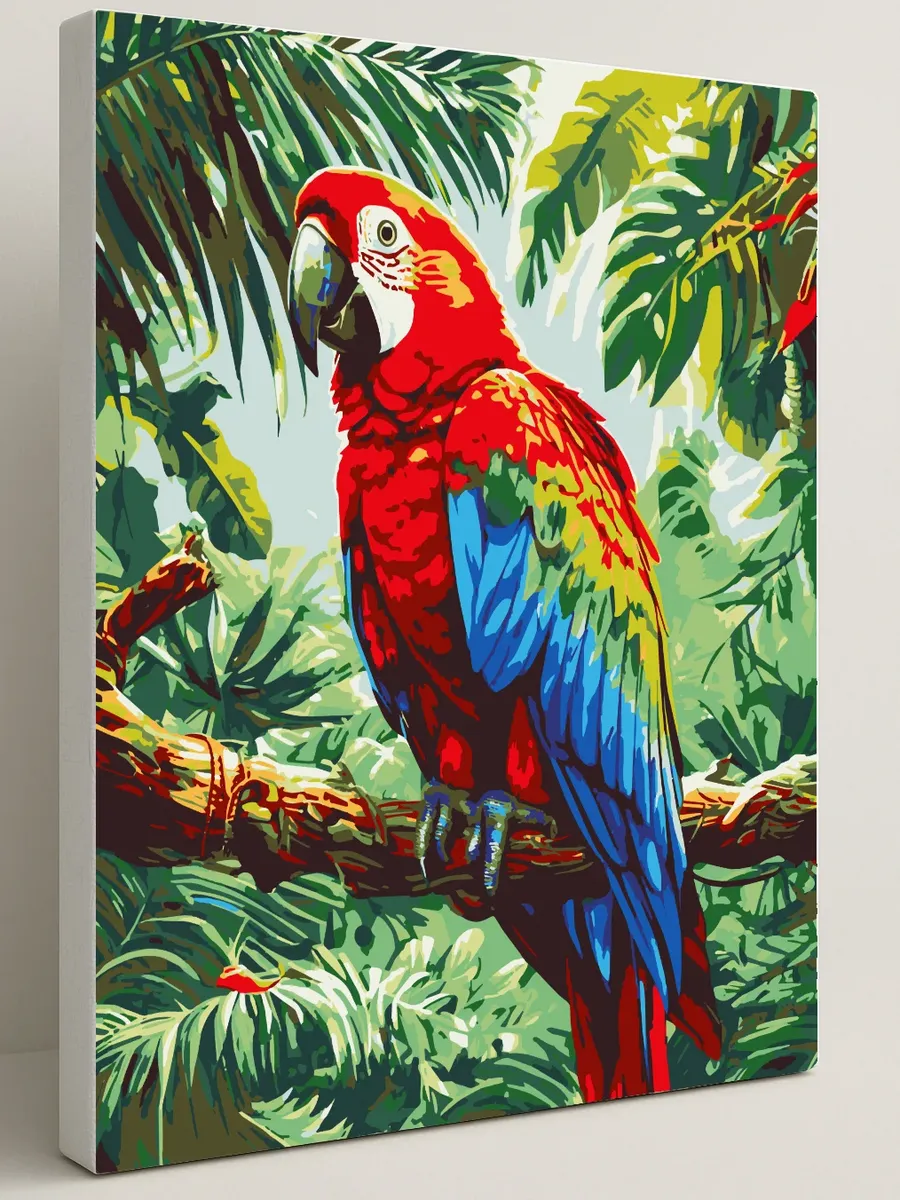 Картина по номерам - Забавный попугай Ара — 40×50 см