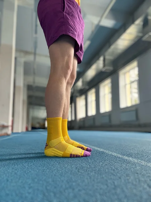 Global Sport Socks Спортивные носки для футбола и бега высокие компрессионные, желтый, фото 2