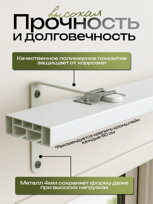 N-Koff Кронштейн для карниза настенный, 12см, 2шт, 2 шт, фото 2