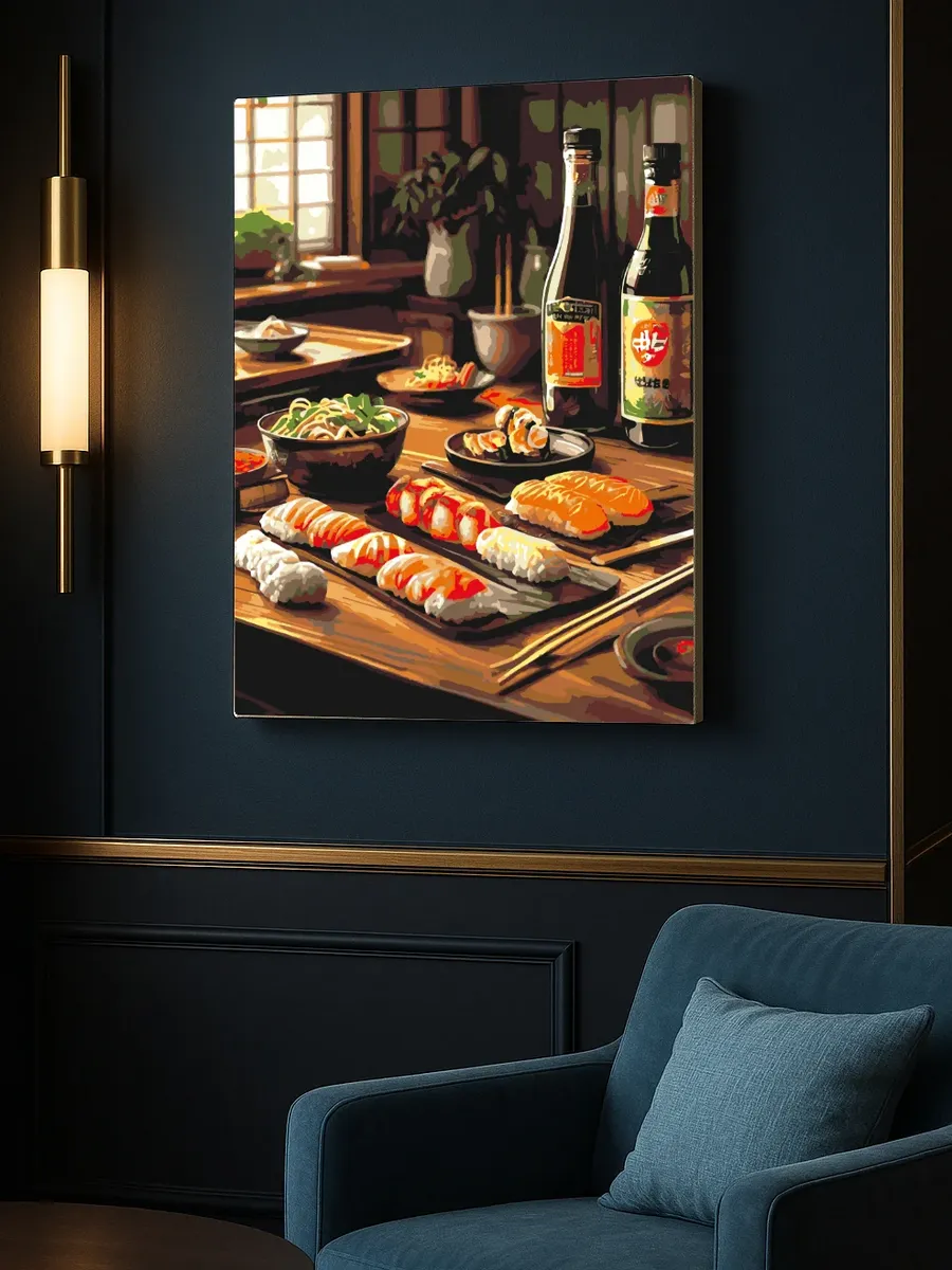 Картина по номерам - Японская кухня с саке — фотография 7