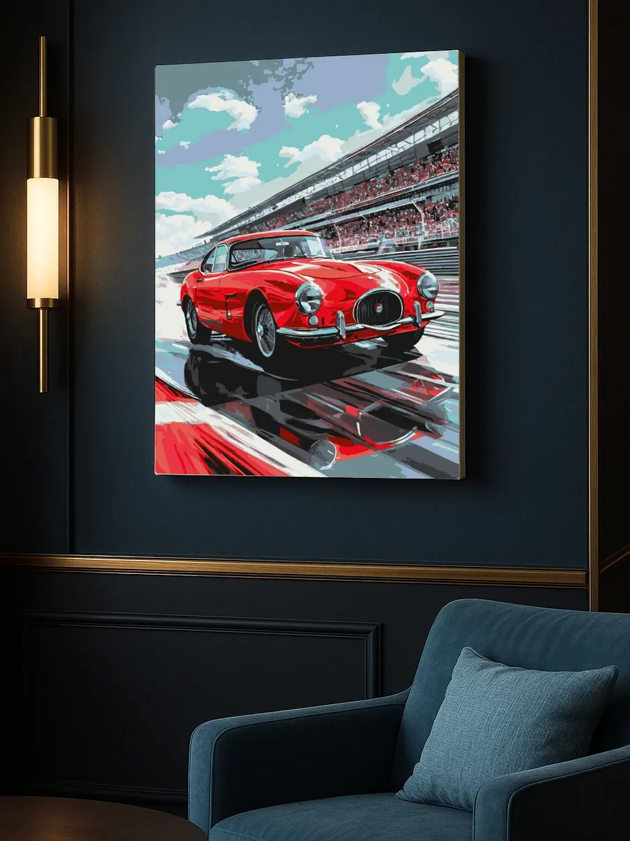 Картина по номерам - Гоночный Ягуар С-Тип — фотография 7