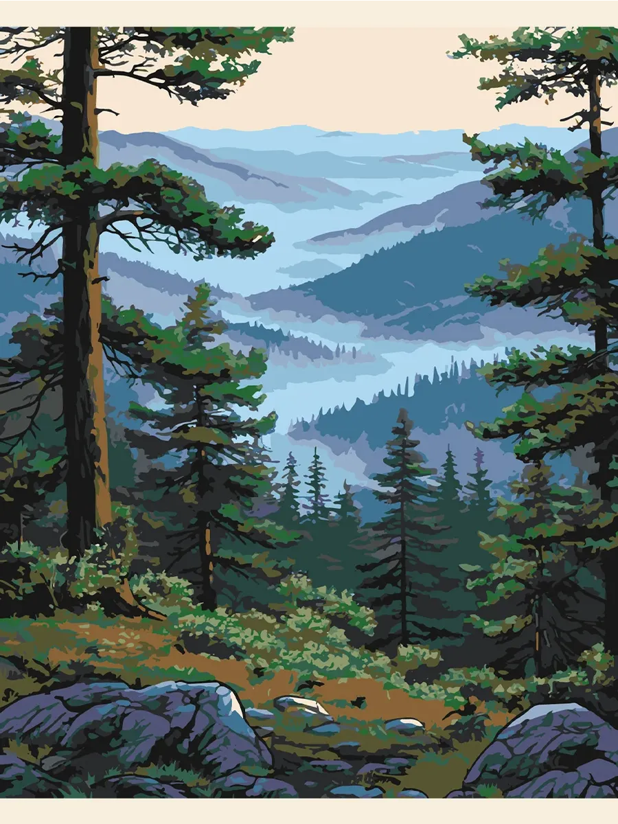 Картина по номерам - Туманная долина Сихотэ