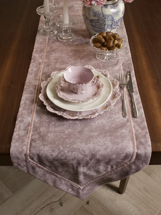 Zaza Decor Скатерть сервировочная дорожка на стол, розовый, фото 2