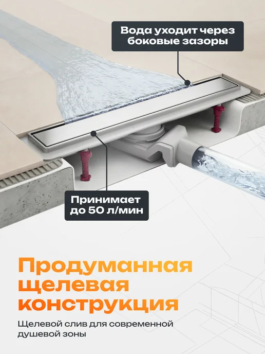 ZEISSLER Трап для душа под плитку 700 мм, 800, фото 6