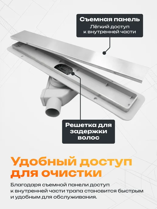ZEISSLER Трап для душа под плитку 700 мм, 800, фото 8