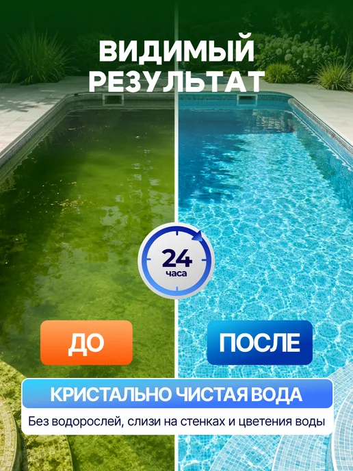 БАССЕЙНЕР Химия для бассейна в таблетках 5в1 с хлором, 1 кг, 5 л, фото 3