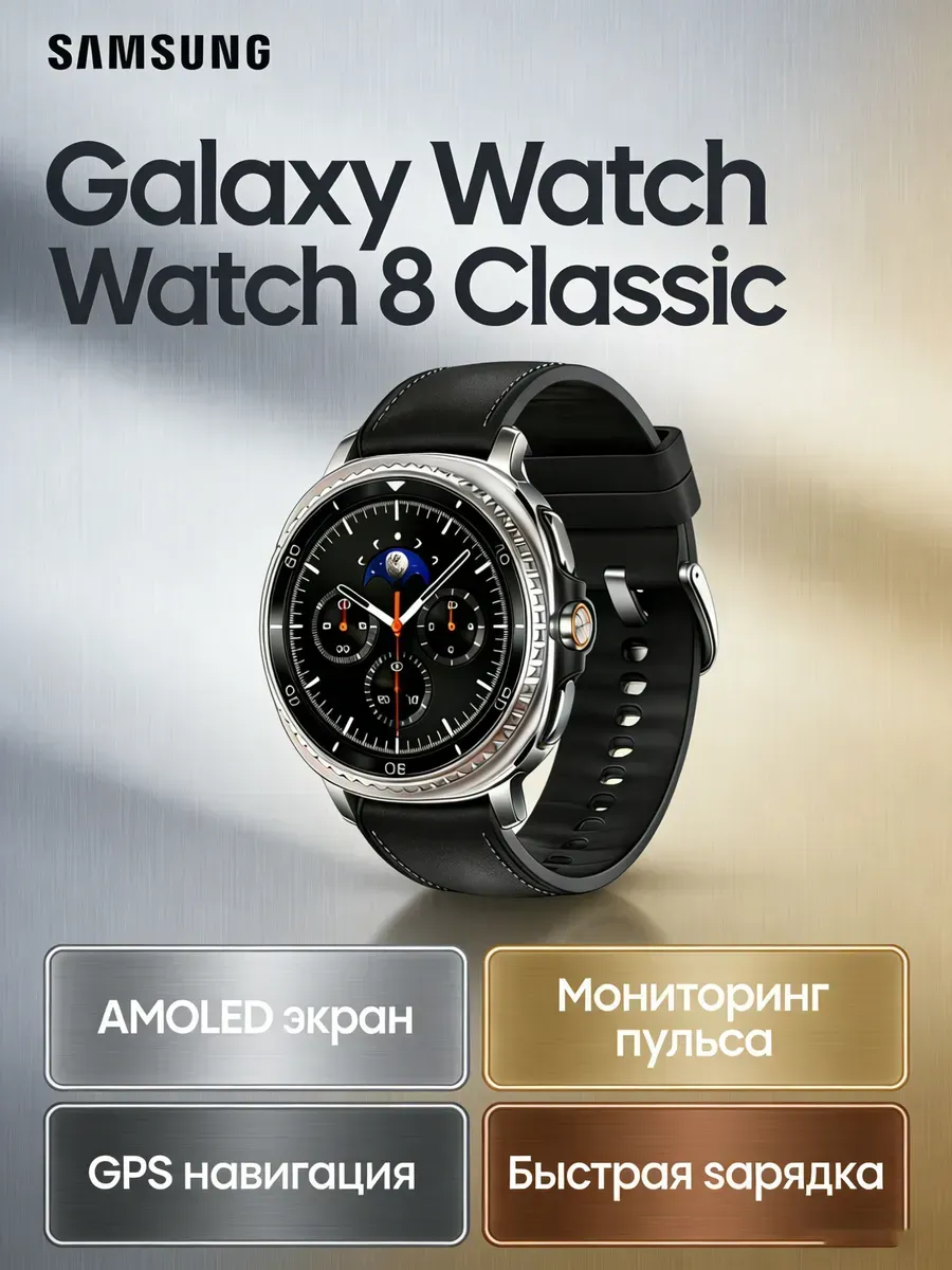 Samsung Умные часы с вращающимся безелем Galaxy Watch 8 Classic