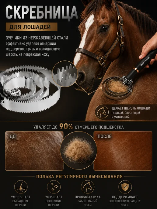Sweethorse Спиральная металлическая скребница, вариант, фото 2