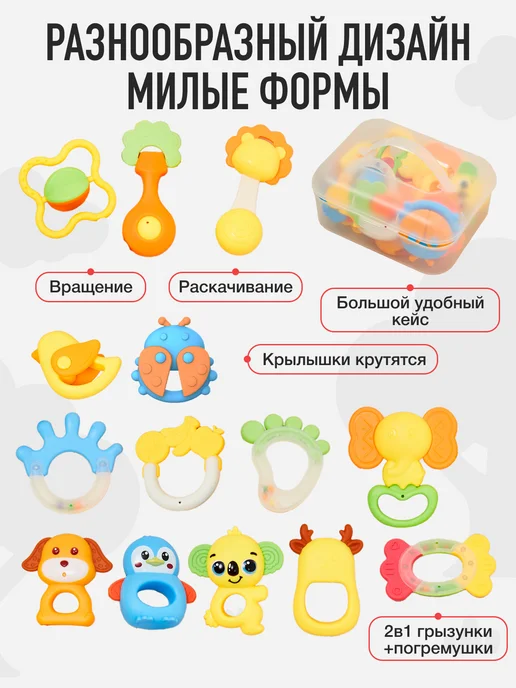 mamagoods Набор погремушек для новорожденных девочек и мальчиков, голубой, фото 2