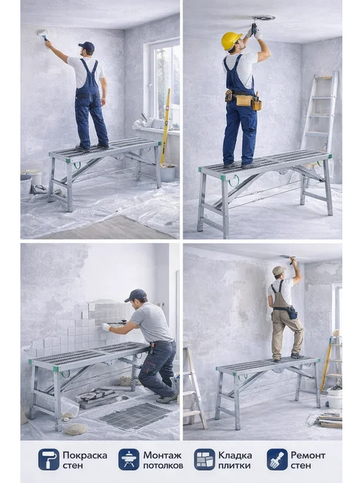 Платформа рабочая, подмости трансформер телескоп 120*40cm, серый, фото 6