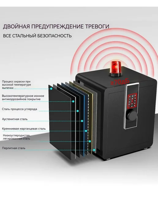 Сейф для денег и документов с электронным замком на коде, черный, в упаковке 15,5 кг, фото 7