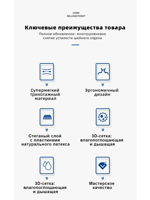 Подушка ортопедическая 50х70 для сна на животе, 50x70, фото 3