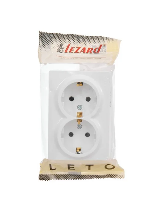 Розетка 2 поста LEZARD Leto ПБТ с з белый, белый, фото 2