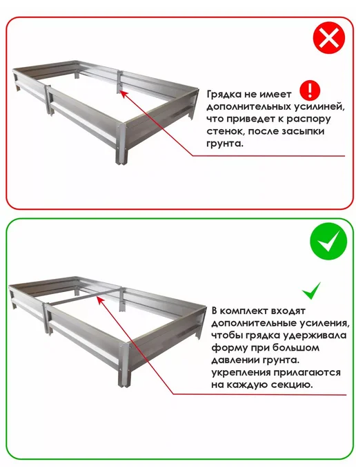 МосЗаводТеплиц Грядка оцинкованная Олимп 4,0х1,0х0,2м, 4.0x1.0x0.2 м, 0,2 м, фото 6