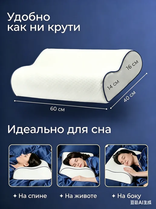 Анатомическая подушка для шеи при остеохондрозе, белый, фото 3