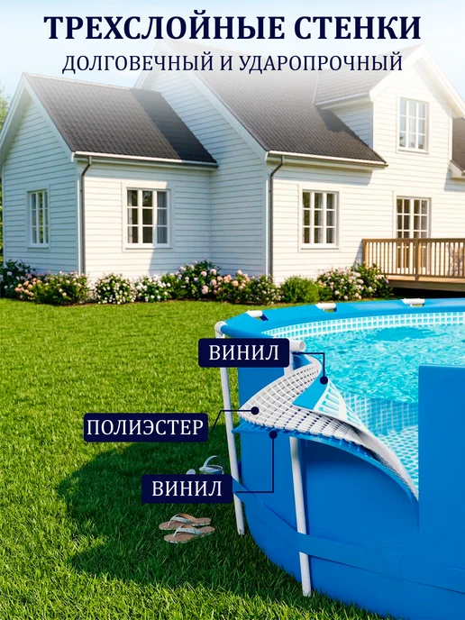 GT Бассейн каркасный круглый 305х76 см 4383 л для всей семьи, 305x76 см, 4383 л, фото 7