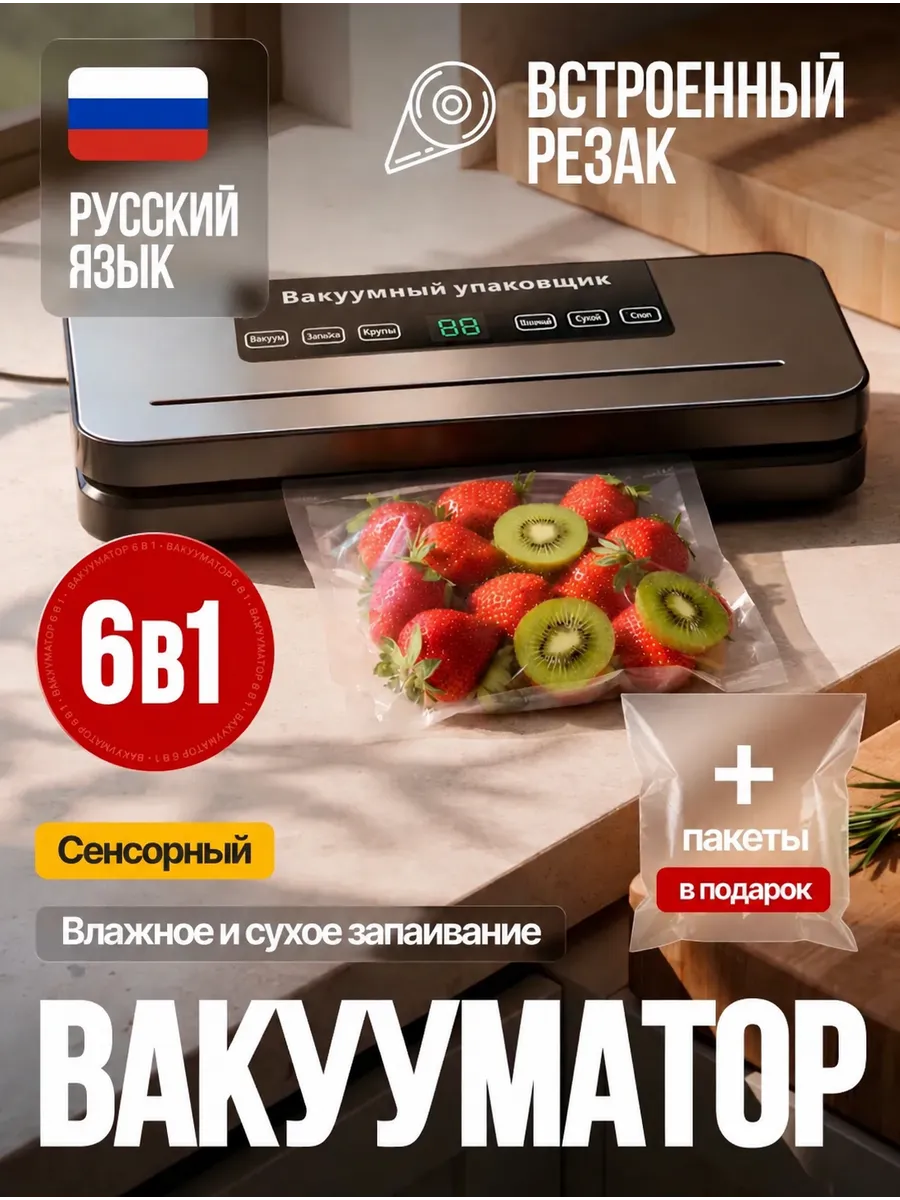 Вакууматор для продуктов с запайкой и пакетами