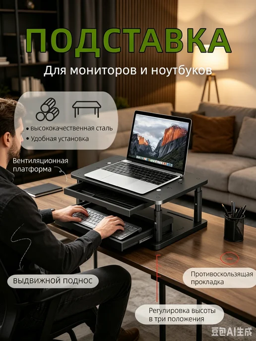 Подставка под монитор на стол компьютера настольная, вариант