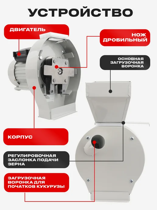 Ewa Зернодробилка электрическая измельчитель для зерна, вариант, фото 6