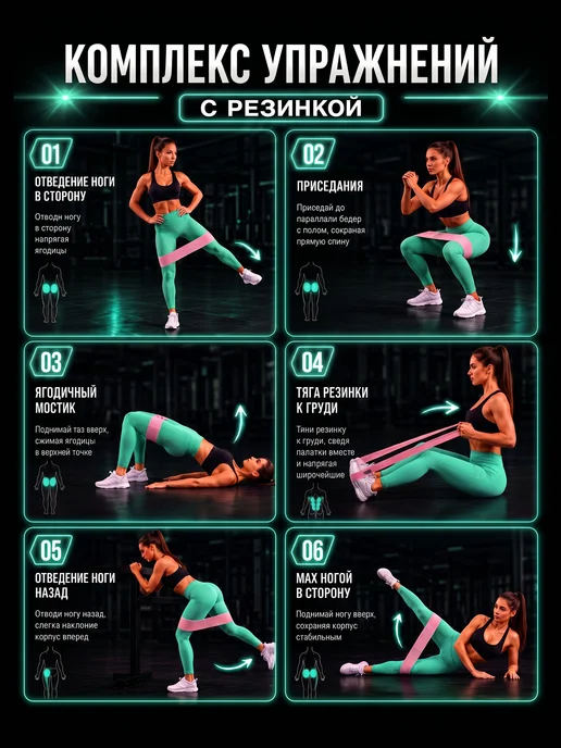Фитнес резинки тканевые набор 3 шт, 3 шт, фото 8