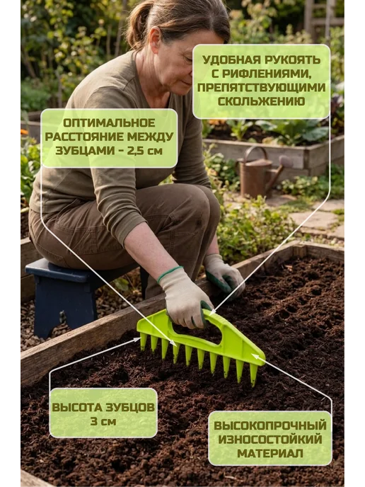 Сеялка для семян гребенка сажалка плантатор, зеленый, фото 3