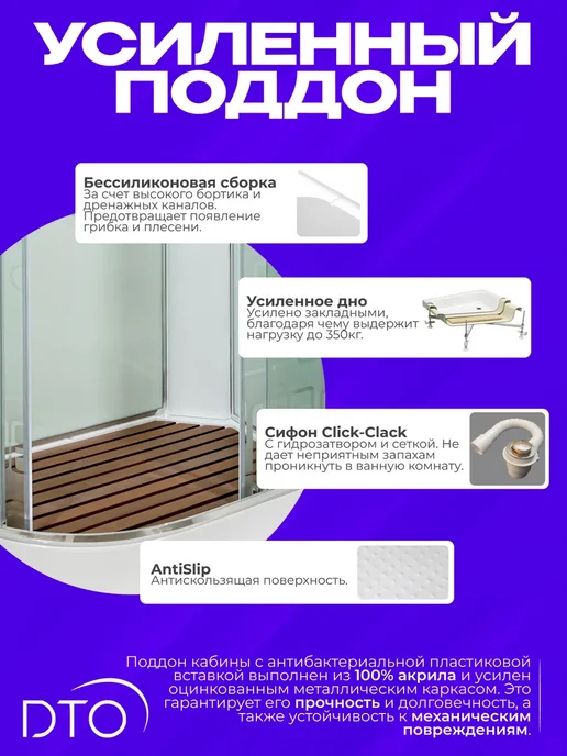 Deto Душевая кабина EM1512RNLED (120х80х208) низкий поддон, 80x208, фото 4