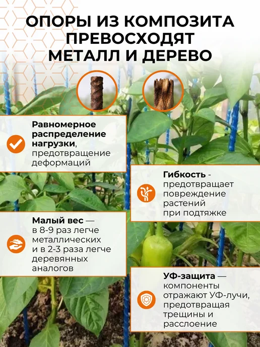 АРМОПЛАСТ Колышки садовые 10 мм, длина 1,5 м 15 шт, 2 м, 15 шт, фото 5