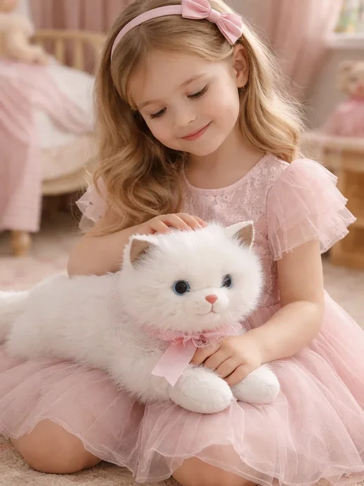 Мягкая игрушка кот кошка, белый, фото 2