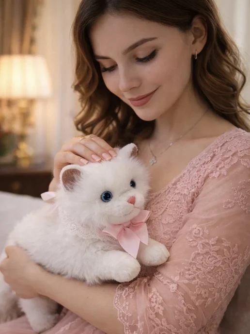 Мягкая игрушка кот кошка, белый, фото 3