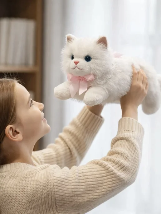 Мягкая игрушка кот кошка, белый, фото 5
