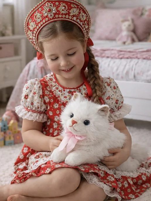 Мягкая игрушка кот кошка, белый, фото 6