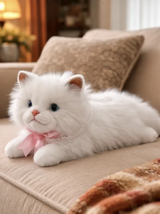 Мягкая игрушка кот кошка, белый, фото 7